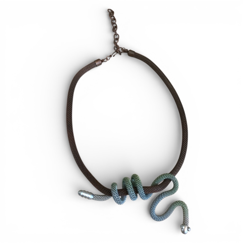 Modern Silver Snake Necklace